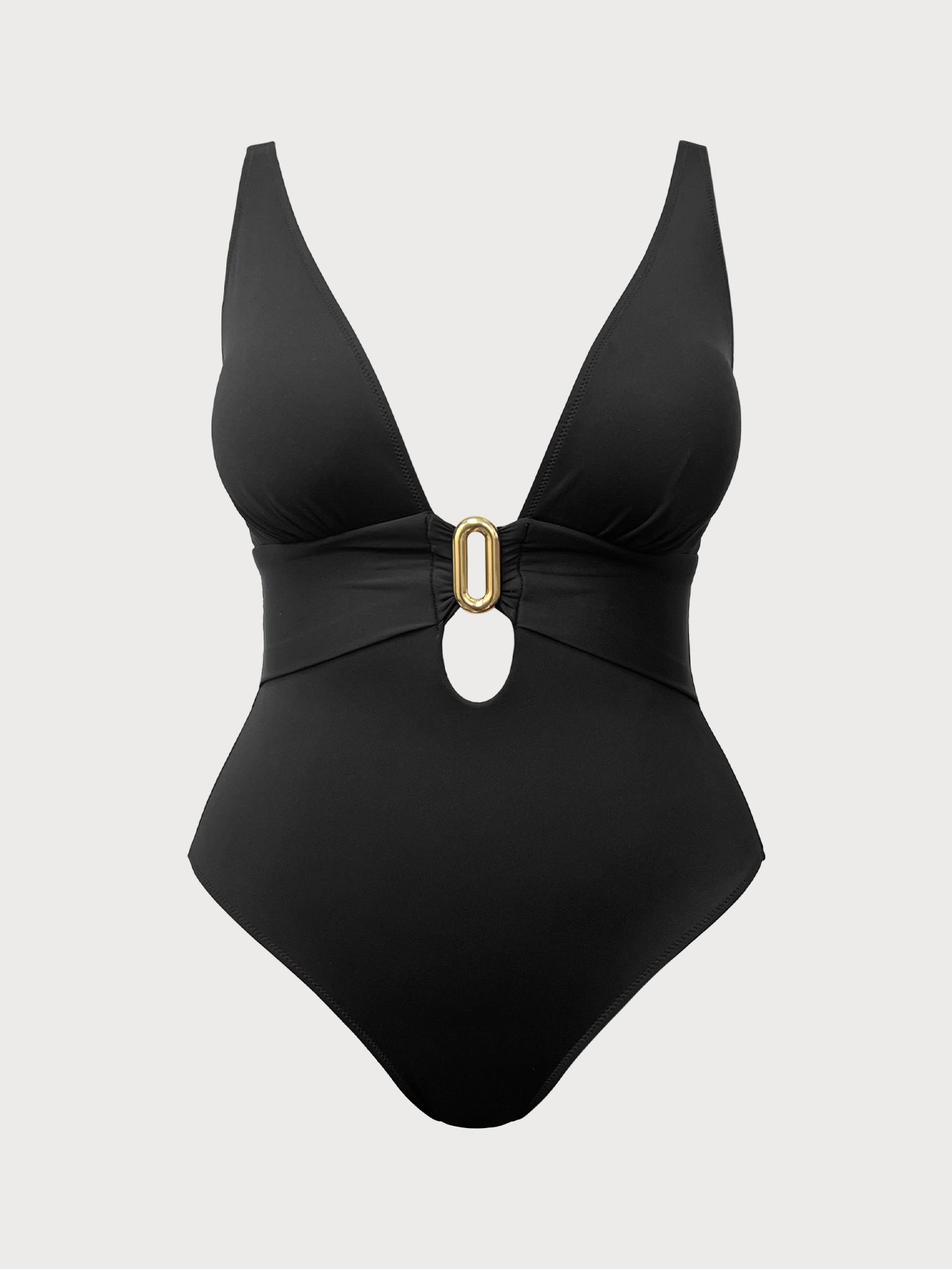 Women's Knit Nylon Plus-Size One-Piece Swimsuit Black Sustainable Plus Size One-Pieces - BERLOOK