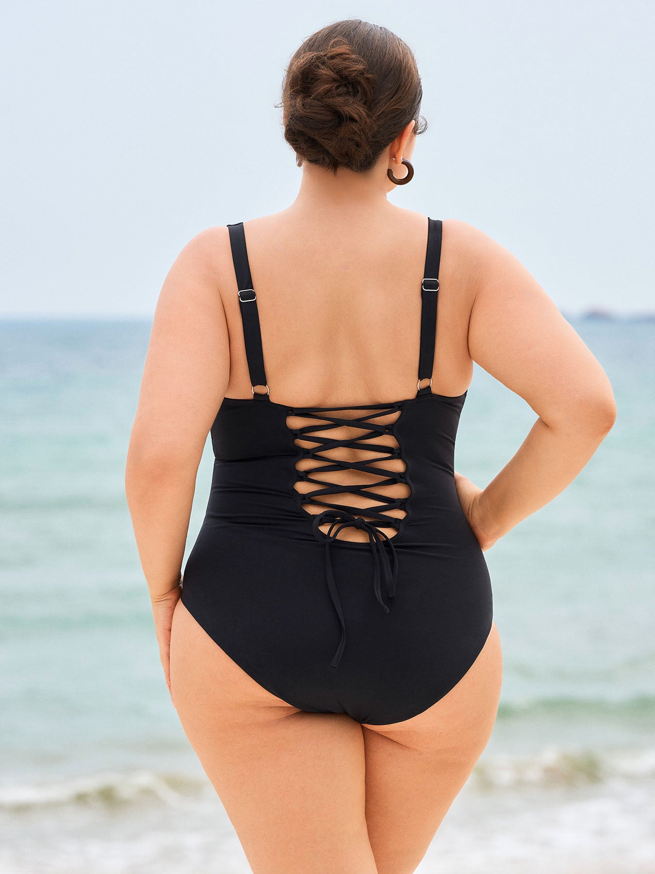 Women's Knit Nylon Plus-Size One-Piece Swimsuit Sustainable Plus Size One-Pieces - BERLOOK
