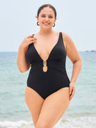 Women's Knit Nylon Plus-Size One-Piece Swimsuit Sustainable Plus Size One-Pieces - BERLOOK