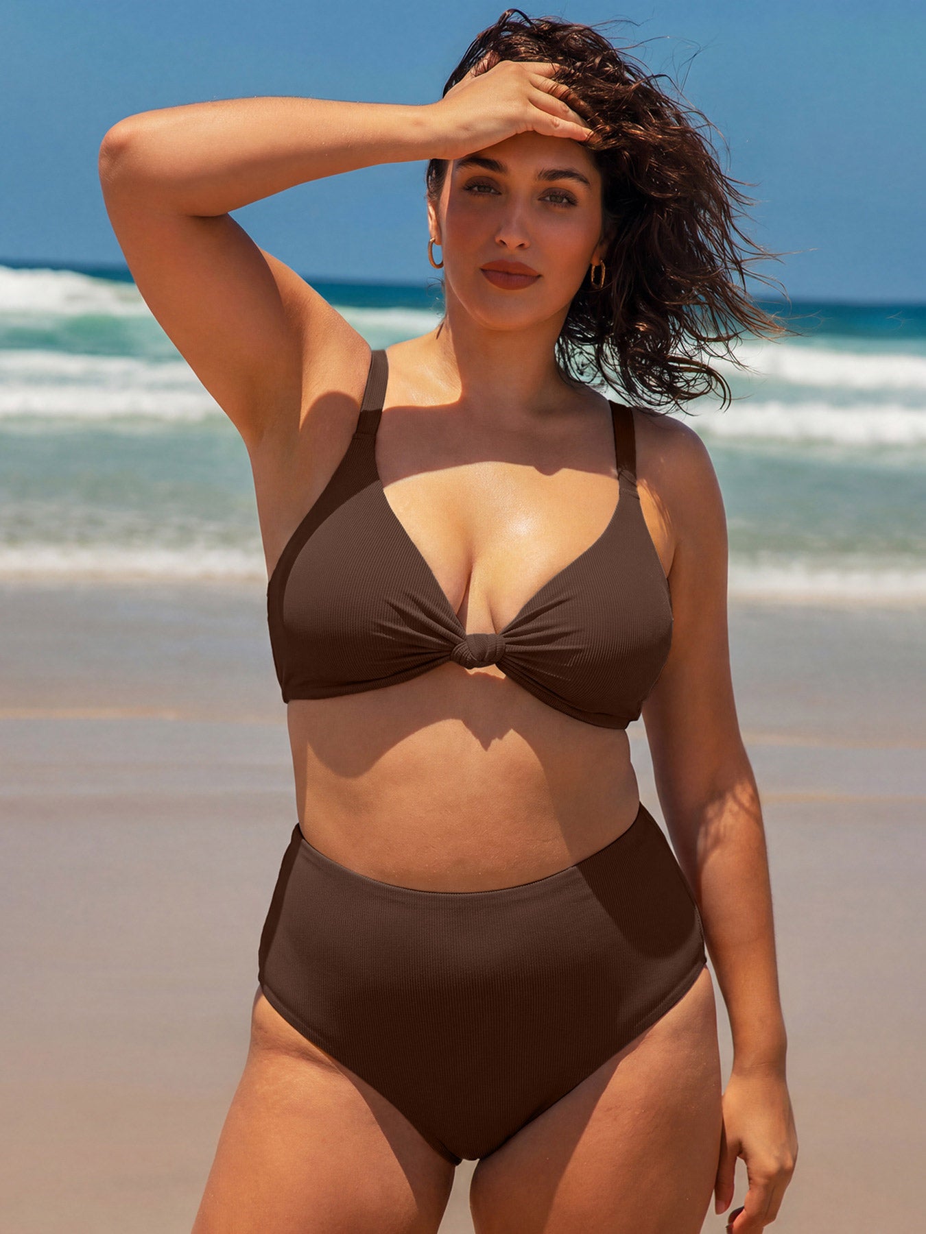 Women's Knit Nylon Plus Size Bikini Bottom Sustainable Plus Size Bikinis - BERLOOK