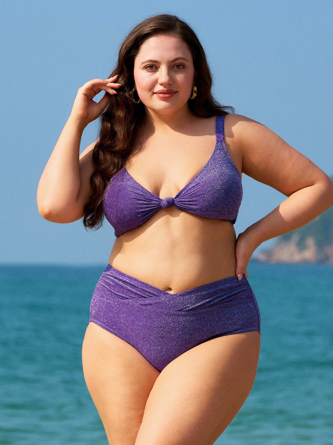Women's Knit Nylon Plus Size Bikini Bottom Sustainable Plus Size Bikinis - BERLOOK