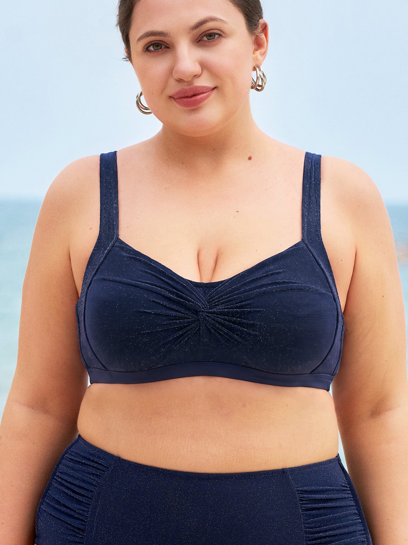 Women's Knit Nylon Plus Size Bikini Tops Sustainable Plus Size Bikinis - BERLOOK