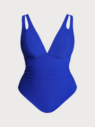 Women's knit nylon plus-size one-piece Blue Sustainable Plus Size One-Pieces - BERLOOK