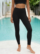 Women's Knit Polyester Leggings Black Sustainable Yoga Bottoms - BERLOOK