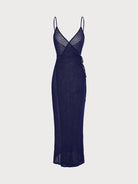 Women's Knit Viscose Overlay Top and Bottom Navy Sustainable Cover-ups - BERLOOK