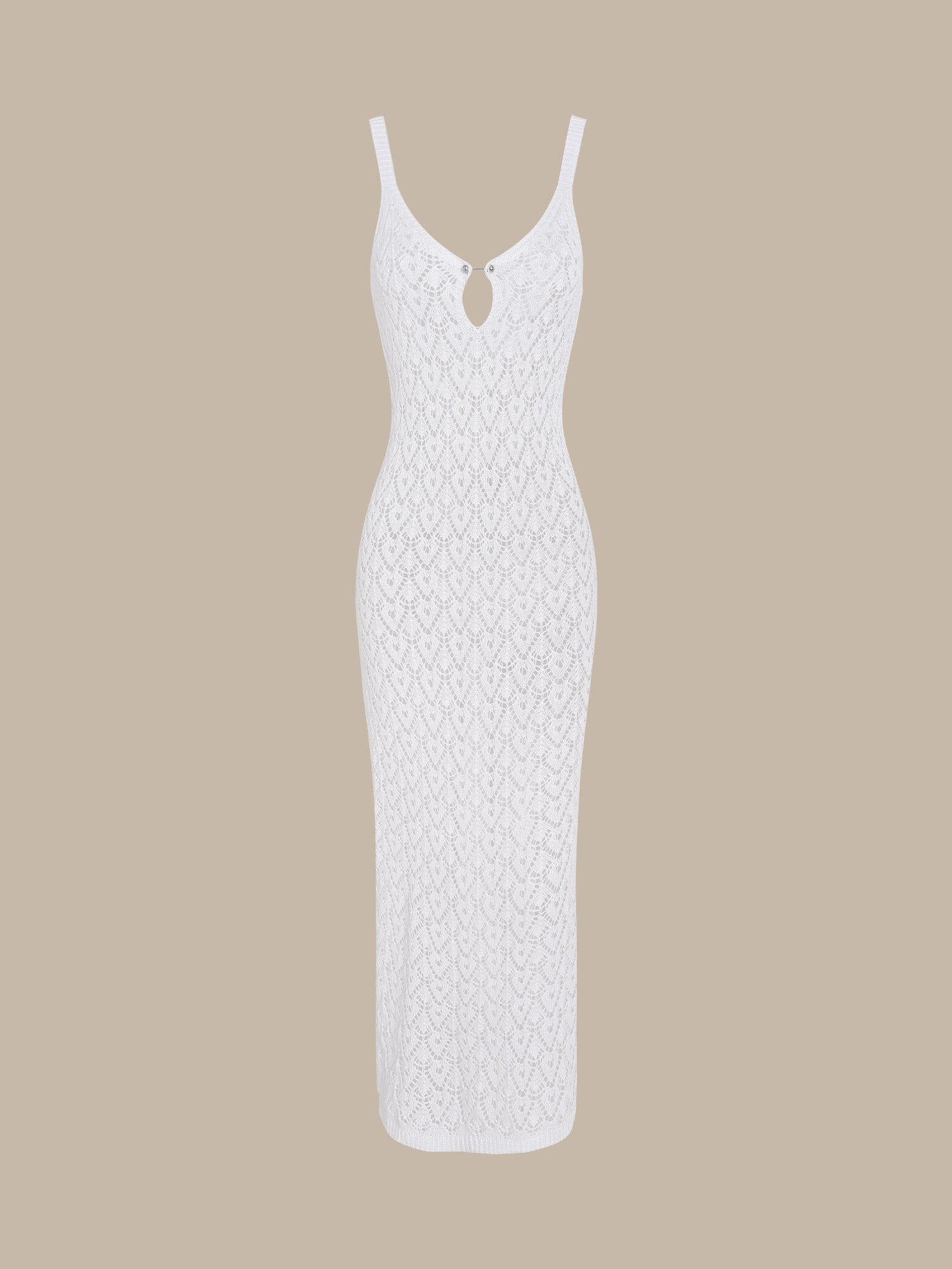 Women's Knitted Beach Dress White Sustainable Cover-ups - BERLOOK