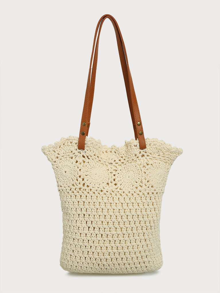 Women's Knitted Cotton Bag Beige Sustainable Bags - BERLOOK