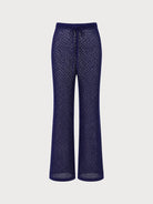 Women's Knitted Mesh Straight Leg Pants Navy Sustainable Cover-ups - BERLOOK