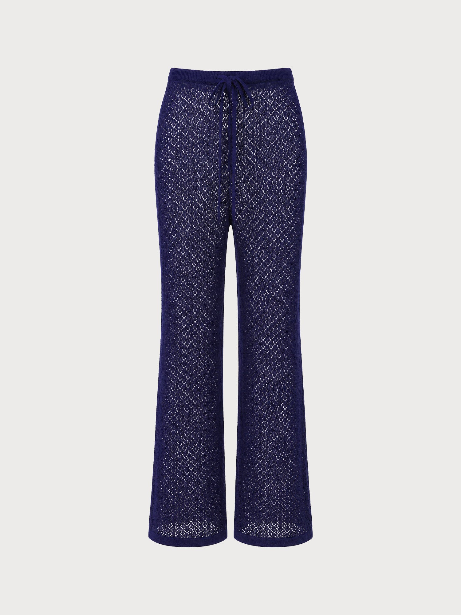 Women's Knitted Mesh Straight Leg Pants Navy Sustainable Cover-ups - BERLOOK