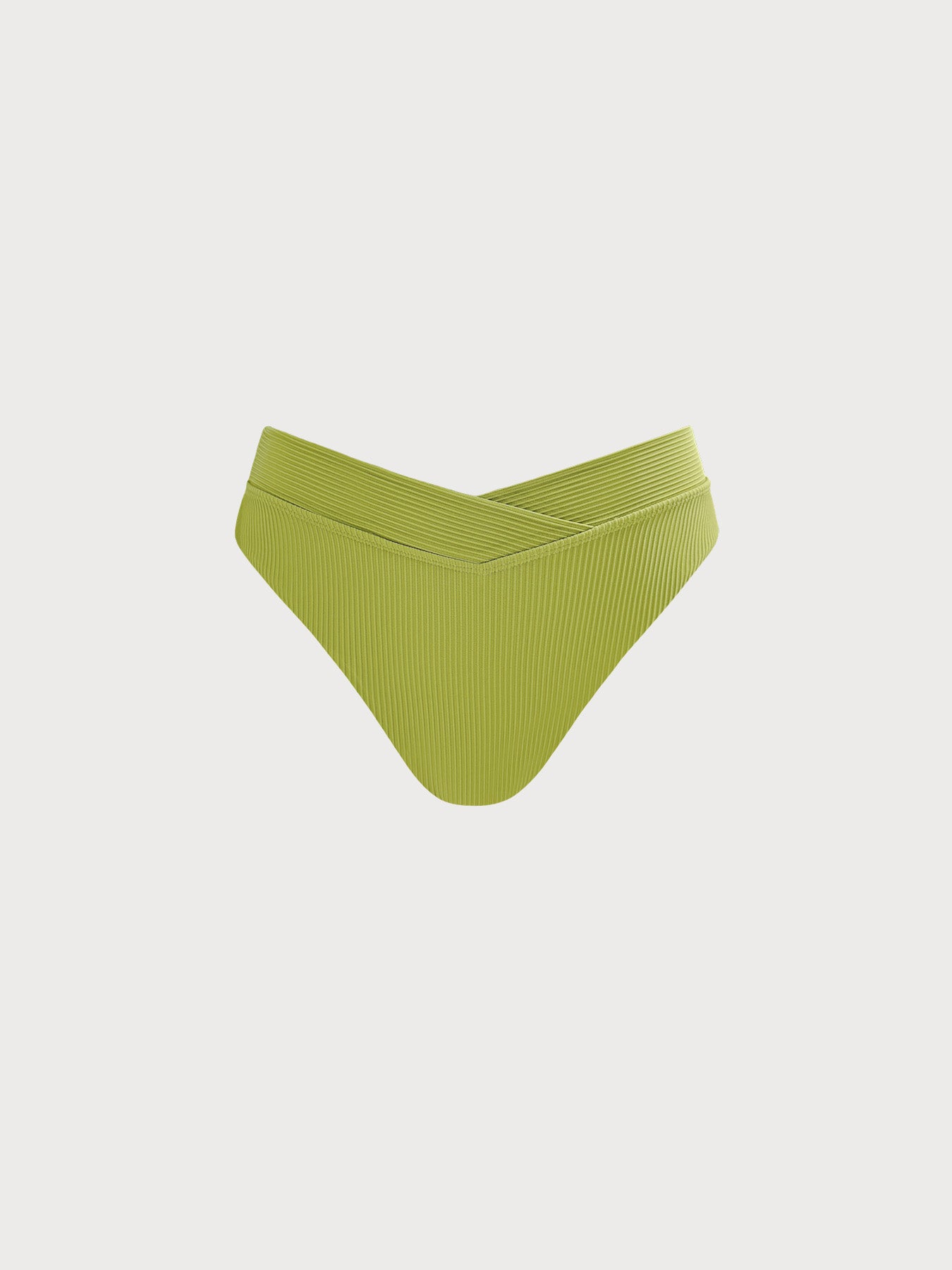 Women's Knitted Nylon Bikini Bottom Light Green Sustainable Bikinis - BERLOOK