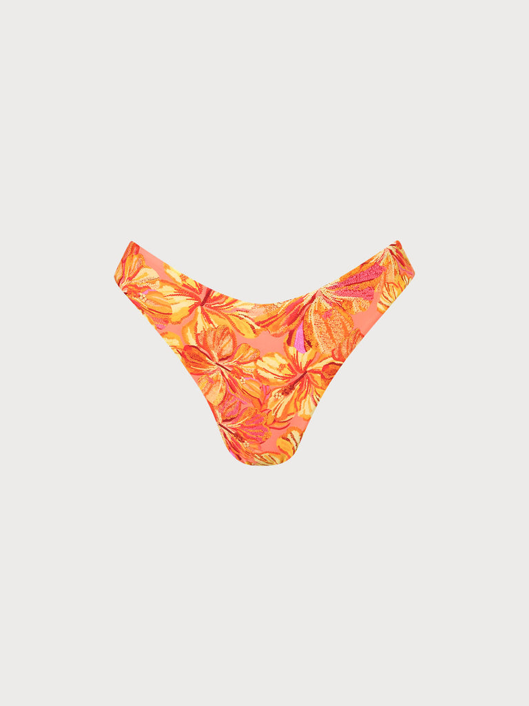 Women's Knitted Nylon Bikini Bottom Orange Sustainable Bikinis - BERLOOK