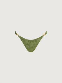 Women's Knitted Nylon Bikini Bottoms Dark Green Sustainable Bikinis - BERLOOK
