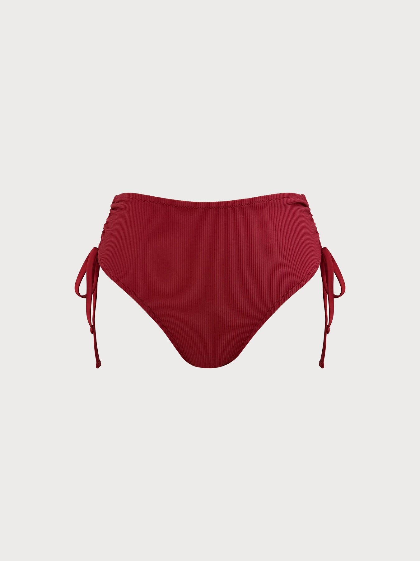 Women's Knitted Nylon Bikini Bottoms Wine Red Sustainable Plus Size Bikinis - BERLOOK