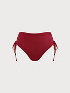 Women's Knitted Nylon Bikini Bottoms Wine Red Sustainable Plus Size Bikinis - BERLOOK