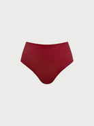 Women's Knitted Nylon Bikini Bottoms Wine Red Sustainable Plus Size Bikinis - BERLOOK