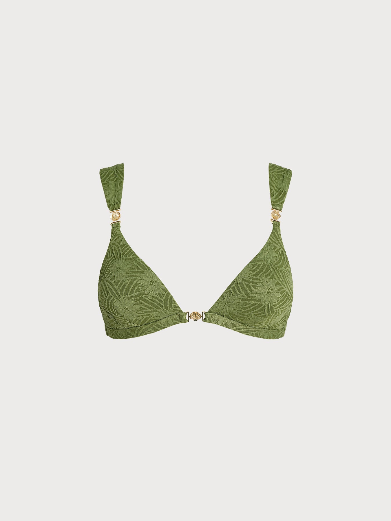 Women's Knitted Nylon Bikini Top Dark Green Sustainable Bikinis - BERLOOK