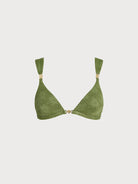 Women's Knitted Nylon Bikini Top Dark Green Sustainable Bikinis - BERLOOK