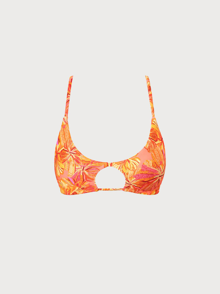 Women's Knitted Nylon Bikini Top Orange Sustainable Bikinis - BERLOOK