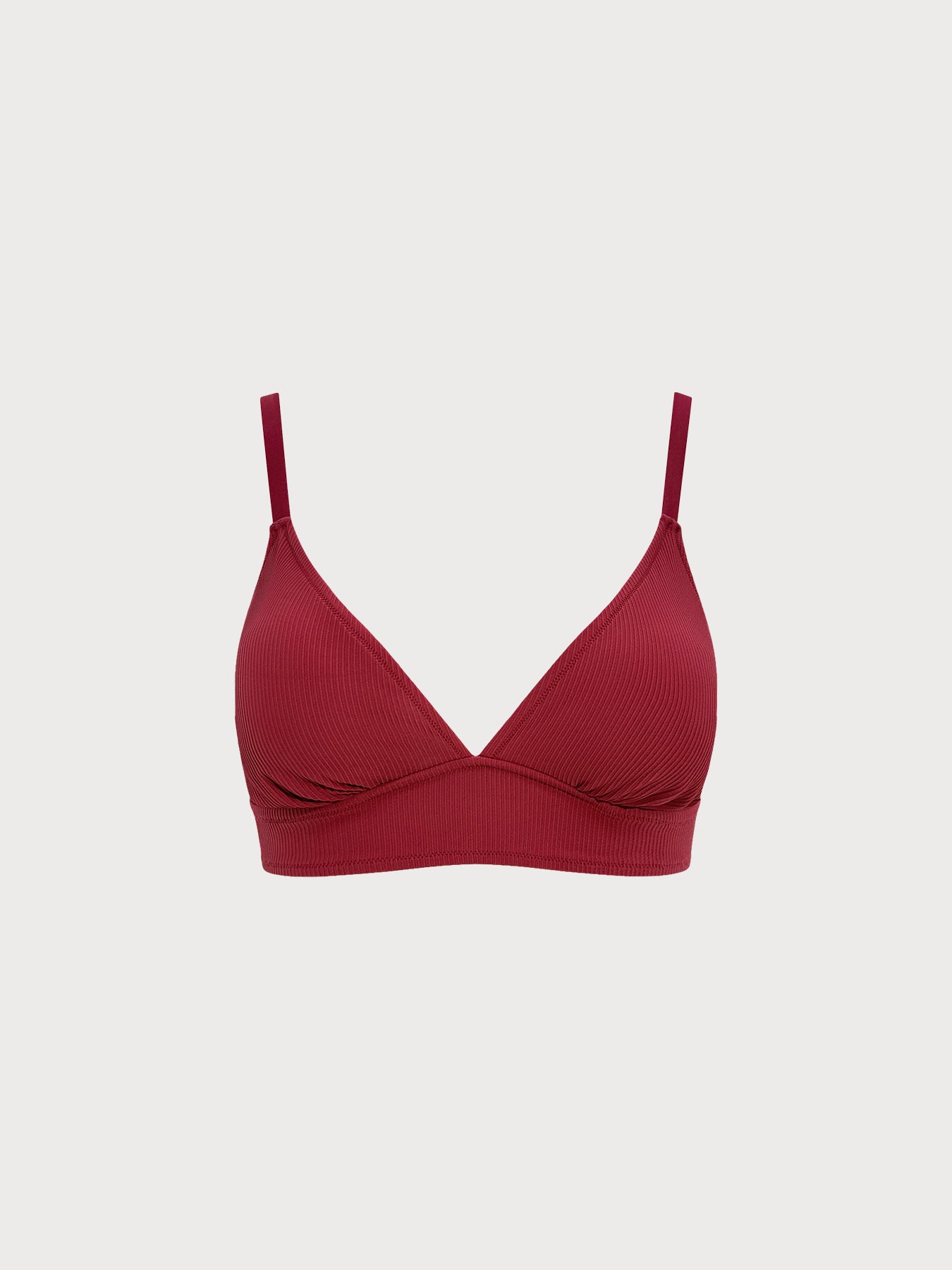 Women's Knitted Nylon Bikini Top Wine Red Sustainable Plus Size Bikinis - BERLOOK