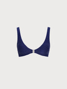 Women's Knitted Nylon Bikini Tops Navy Sustainable - BERLOOK
