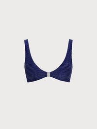 Women's Knitted Nylon Bikini Tops Navy Sustainable - BERLOOK