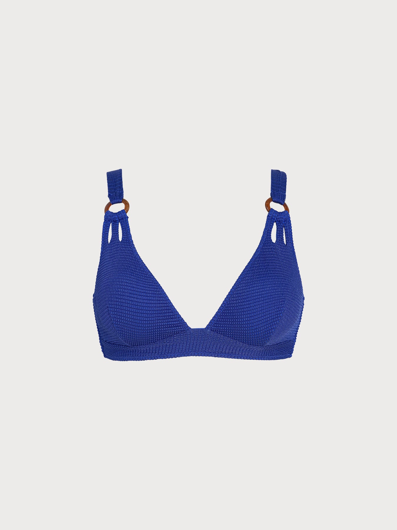 Women's Knitted Nylon Blend Bikini Top Blue Sustainable Plus Size Bikinis - BERLOOK