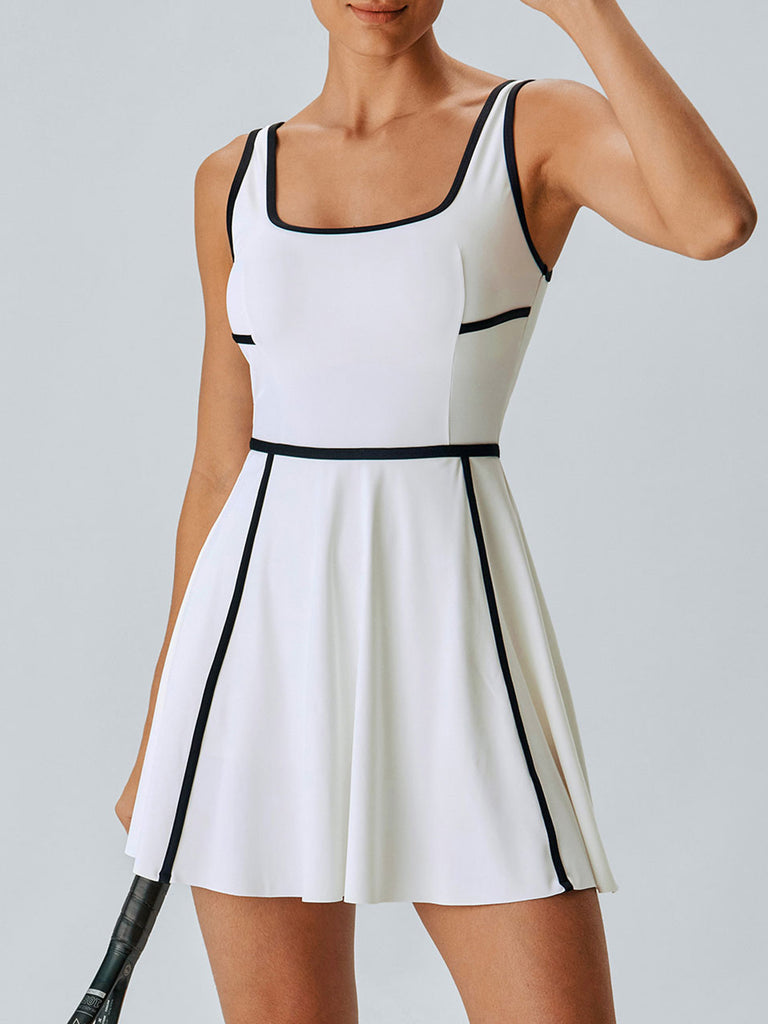 Women's Knitted Nylon Dresses White Sustainable Yoga Dresses&Yoga Jumpsuit - BERLOOK