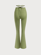 Women's Knitted Nylon Flare Yoga Leggings Sustainable Yoga Bottoms - BERLOOK