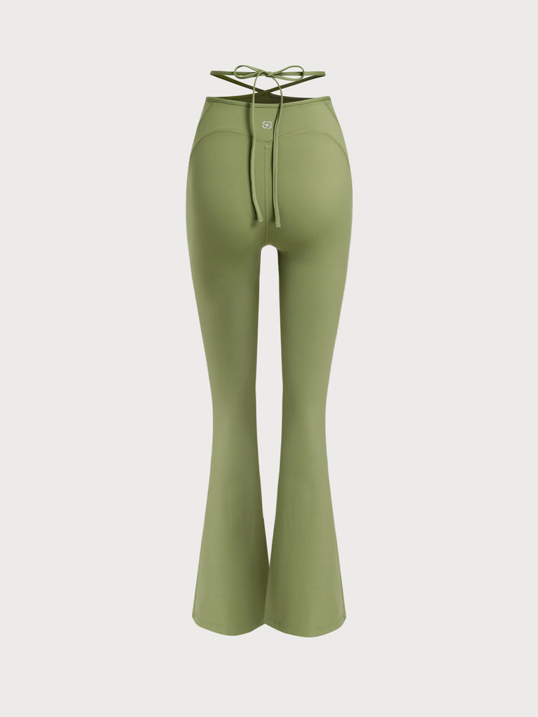 Women's Knitted Nylon Flare Yoga Leggings Sustainable Yoga Bottoms - BERLOOK
