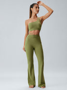 Women's Knitted Nylon Flare Yoga Leggings Sustainable Yoga Bottoms - BERLOOK
