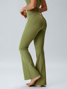 Women's Knitted Nylon Flare Yoga Leggings Sustainable Yoga Bottoms - BERLOOK