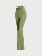 Women's Knitted Nylon Flare Yoga Leggings Sustainable Yoga Bottoms - BERLOOK