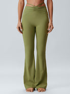 Women's Knitted Nylon Flare Yoga Leggings Sustainable Yoga Bottoms - BERLOOK