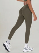 Women's Knitted Nylon Leggings Brown Sustainable Yoga Bottoms - BERLOOK
