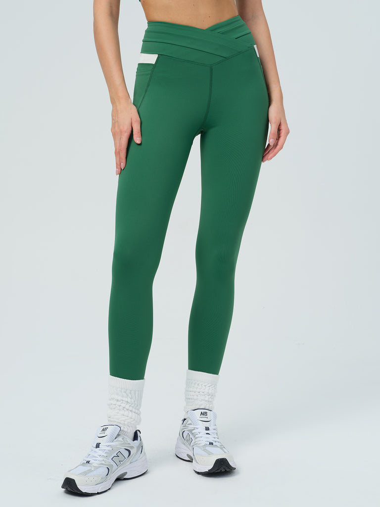 Women's Knitted Nylon Leggings Green Sustainable Yoga Bottoms - BERLOOK