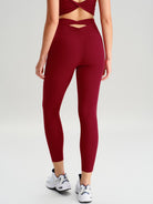 Women's Knitted Nylon Leggings Wine Red Sustainable Yoga Bottoms - BERLOOK