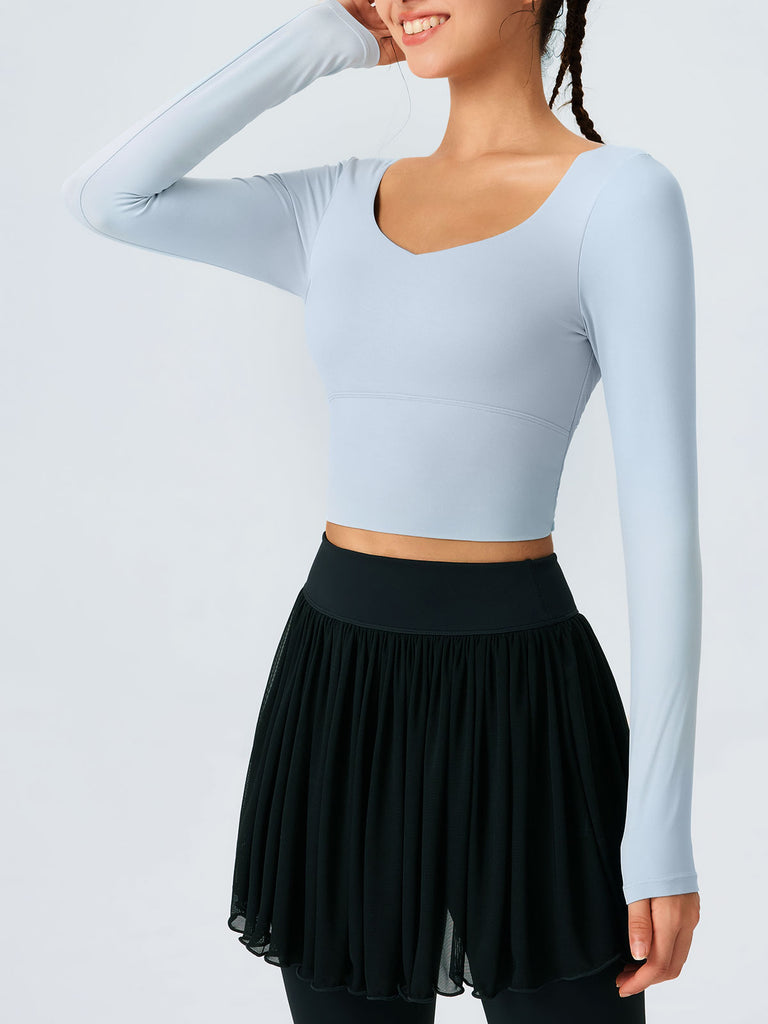Women's Knitted Nylon Long-Sleeved Top Sustainable Yoga Tops - BERLOOK