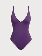 Women's Knitted Nylon One-Piece Swimsuit Purple Sustainable One-Pieces - BERLOOK