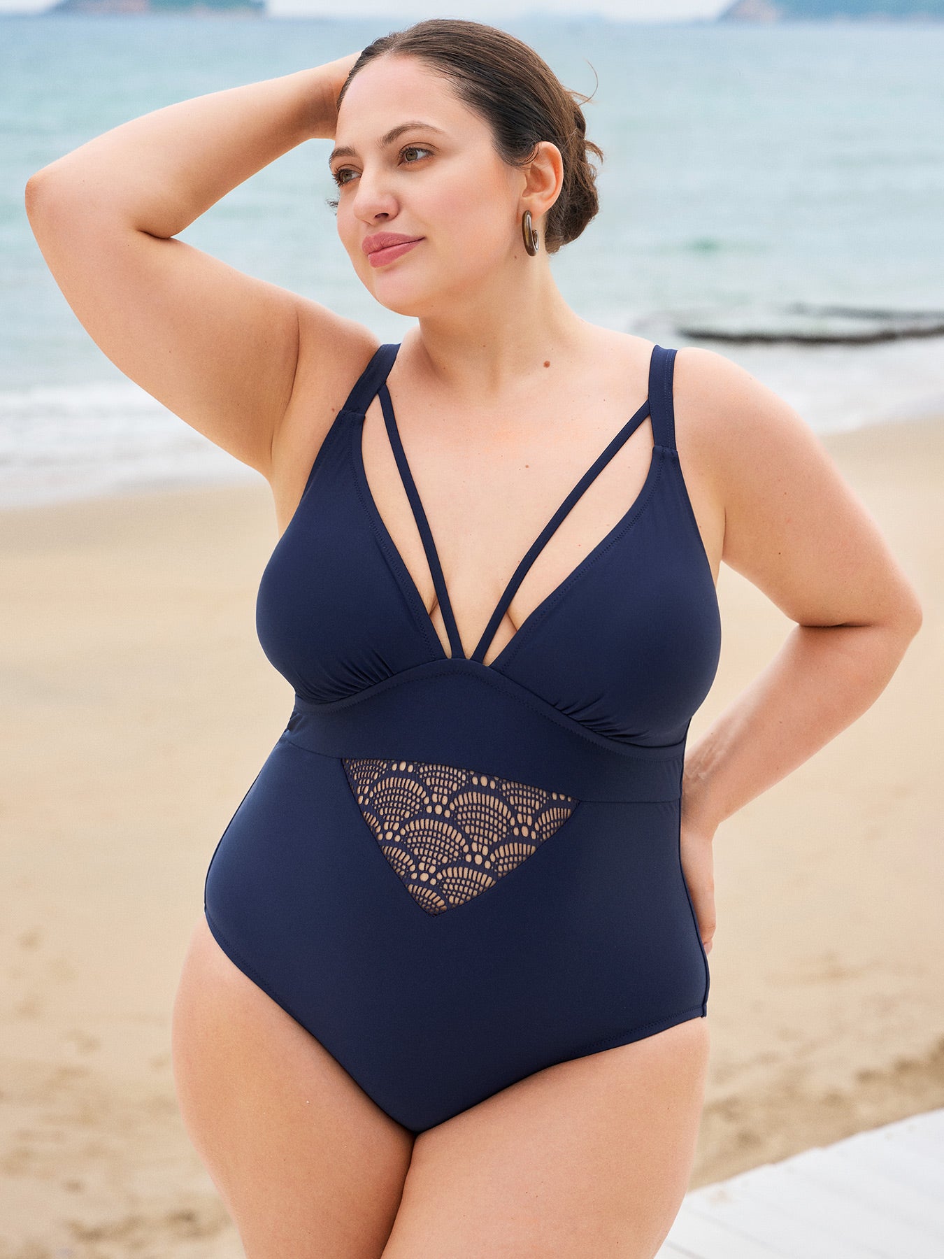 Women's Knitted Nylon One-Piece Swimsuit Sustainable Plus Size One-Pieces - BERLOOK
