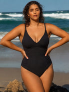 Women's Knitted Nylon One-Piece Swimsuit Sustainable Plus Size One-Pieces - BERLOOK