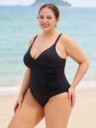 Women's Knitted Nylon One-Piece Swimsuit Sustainable Plus Size One-Pieces - BERLOOK