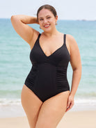Women's Knitted Nylon One-Piece Swimsuit Sustainable Plus Size One-Pieces - BERLOOK