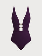 Women's Knitted Nylon One-Piece Swimwear Purple Sustainable One-Pieces - BERLOOK