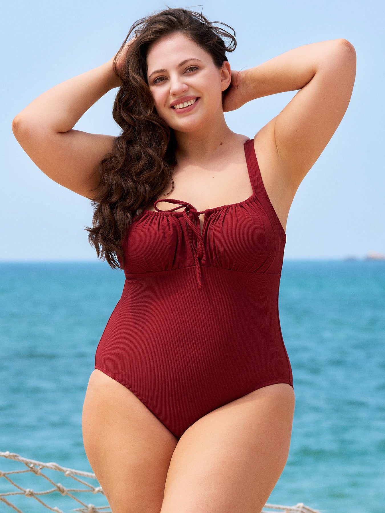 Women's Knitted Nylon Plus Size One-Pieces Sustainable Plus Size One-Pieces - BERLOOK