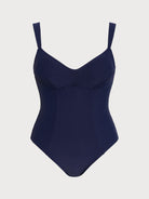 Women's Knitted Nylon Plus-size One-piece Navy Sustainable Plus Size One-Pieces - BERLOOK