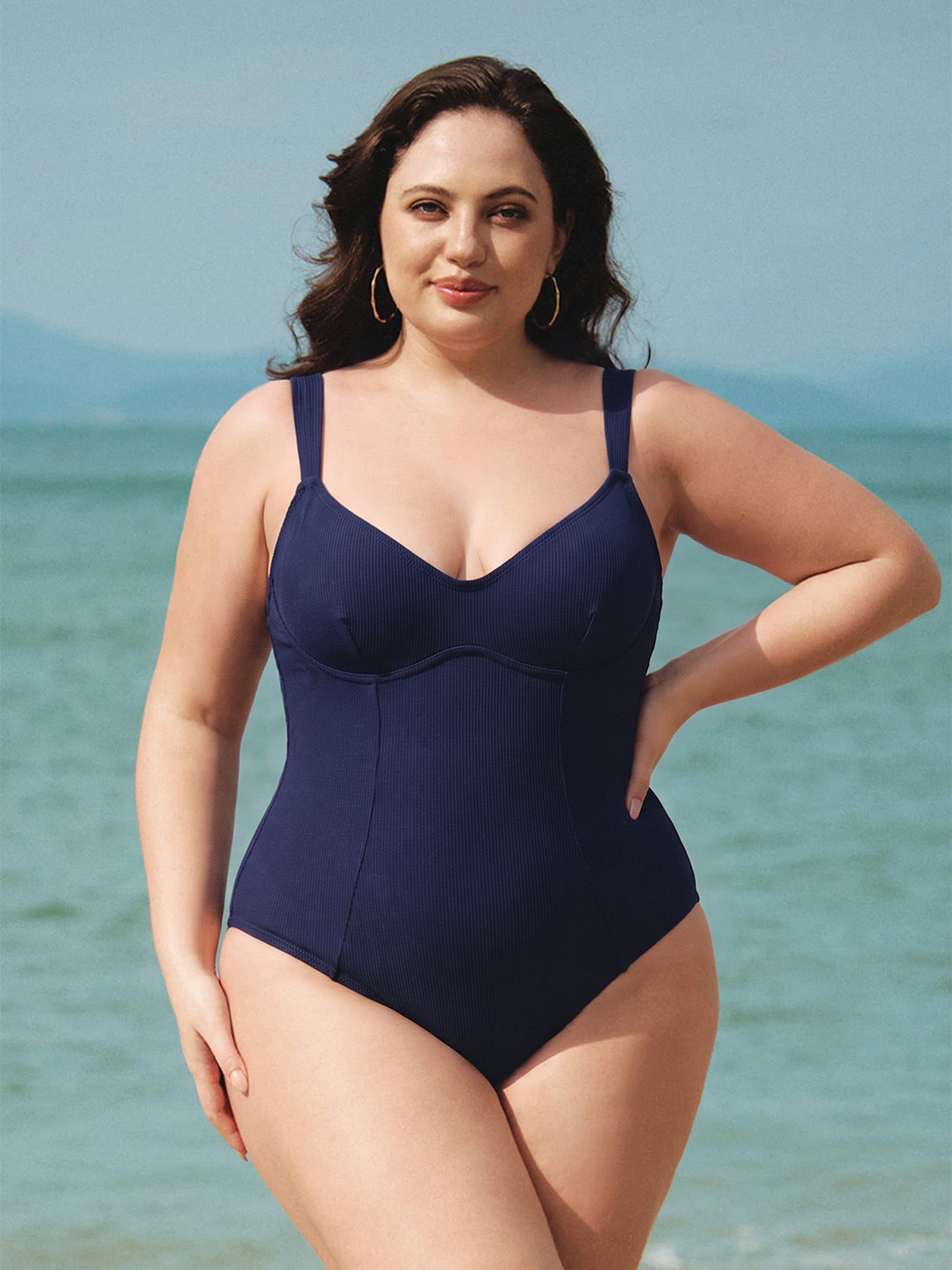 Women's Knitted Nylon Plus-size One-piece Sustainable Plus Size One-Pieces - BERLOOK