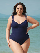 Women's Knitted Nylon Plus-size One-piece Sustainable Plus Size One-Pieces - BERLOOK