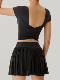 Women's Knitted Nylon Short-Sleeve Top Sustainable Yoga Tops - BERLOOK