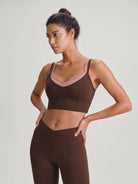 Women's Knitted Nylon Sports Bra Coffee Sustainable - BERLOOK