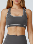 Women's Knitted Nylon Sports Bra Grey Sustainable Yoga Tops - BERLOOK